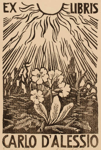 Exlibris by Edmund Peter from Denmark for Carlo D´alessio - Flower Sun 