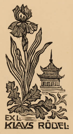 Exlibris by Edmund Peter from Denmark for Klaus Rödel - Architecture Flower Oriental 