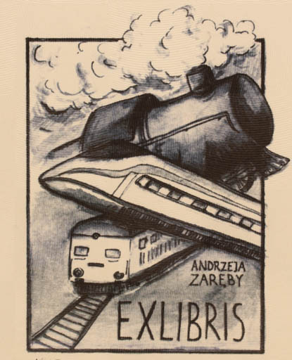 Exlibris by Ewa Ziembicka from Poland for Andrzeja Zareby - Train 