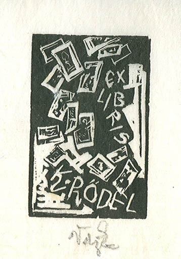 Exlibris by Jaroslav Vodrazka from Czechoslovakia for Klaus Rödel - Literature 