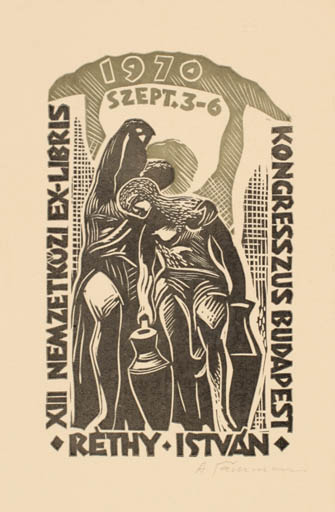 Exlibris by ? Unbekannt from Czech Republic for Dr. Istvan Rethy - Exlibris Congress Woman 