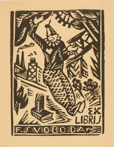 Exlibris by Vaclav Polivka from Czech Republic for F. Svoboda - Book Theater/Cirkus Technology 