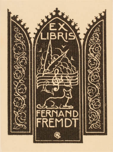 Exlibris by ? Unbekannt from Czech Republic for Fernand Fremdt - Dog Music 