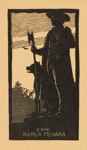 Exlibris by ? Paroubek from Czech Republic for Karla Novaka - Flora Dog Man 