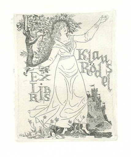 Exlibris by Nicholai Lozowoj from Soviet Union for Klaus Rödel - Fairytale/fable Woman 