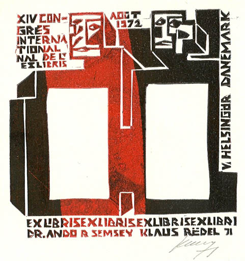 Exlibris by Vincas Kisarauskas from Lithuania for Klaus Rödel - Abstract Exlibris Congress 