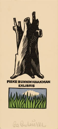 Exlibris by Cees Andriessen from Netherland for Fieke Bunnik-Haakman - Flora Tree 