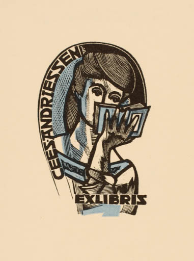 Exlibris by Jan Battermann from Netherland for Cees Andriessen - Book Woman Portrait 