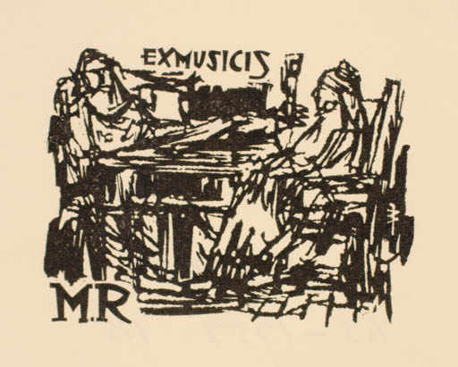 Exlibris by Jan Battermann from Netherland for ? M. R. - Music Couple 