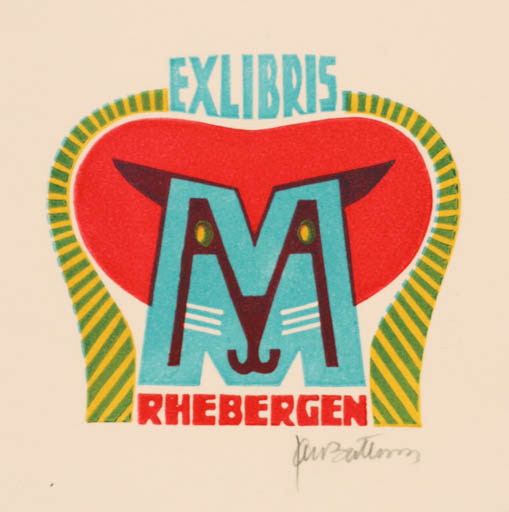 Exlibris by Jan Battermann from Netherland for Myra Rhebergen - Abstract Monogram 