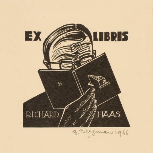 Exlibris by Gerard Bergman from Netherland for Richard Haas - Book Man Portrait 