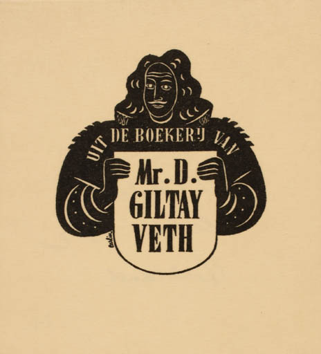 Exlibris by H. M. Carlier from Netherland for Mr. D. Giltay Veth - Man Text/Writing 