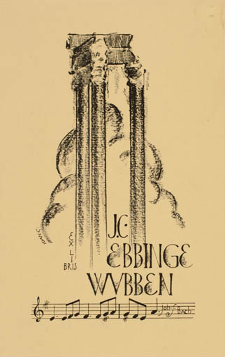 Exlibris by Joan Collette from Netherland for J. C. Ebbinge Wubben - Music Ruin 