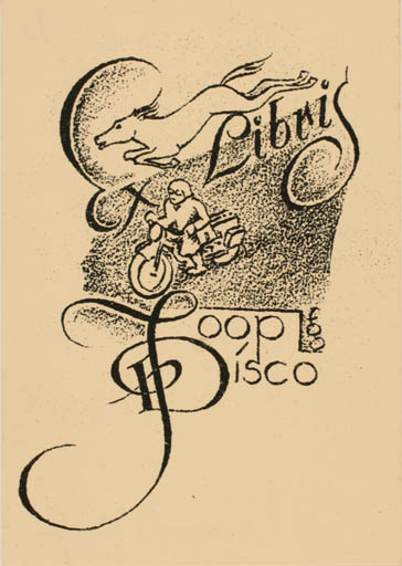 Exlibris by Harry Corvers from Netherland for Joop Disco - Horse Man Technology 