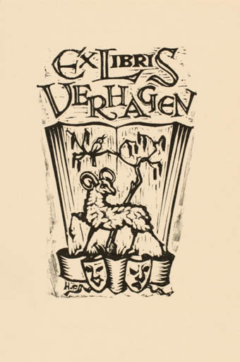 Exlibris by Harry Corvers from Netherland for Marijke Verhagen - Book Fauna Theater/Cirkus 