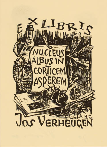 Exlibris by Harry Corvers from Netherland for Jos Verheugen - Book Flora Wine 