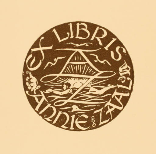 Exlibris by Harry Corvers from Netherland for Annie Zaal - Woman Maritime Monogram Sun 