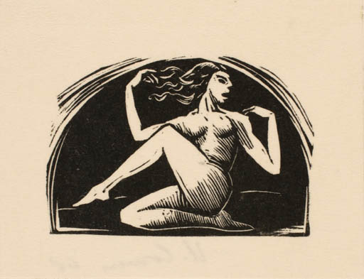 Exlibris by Harry Corvers from Netherland for ? Freie Graphik - Woman Nude 