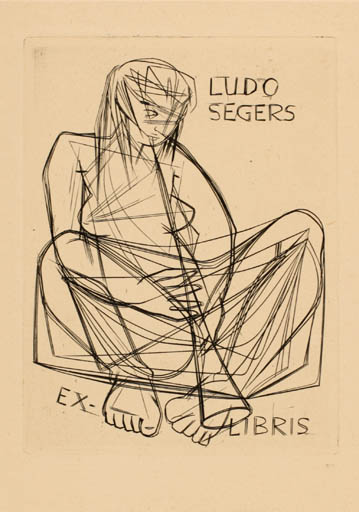 Exlibris by Robert Cox from Netherland for Ludo Segers - Abstract Woman Music 