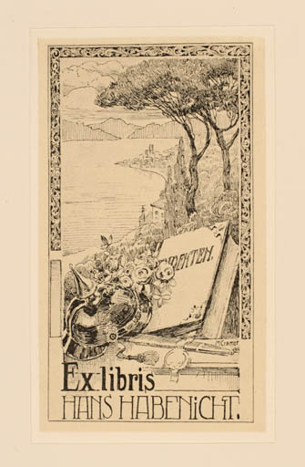 Exlibris by Molly Cramer from Netherland for Hans Habenicht - Book Flora Jugend Scenery/Landscape 