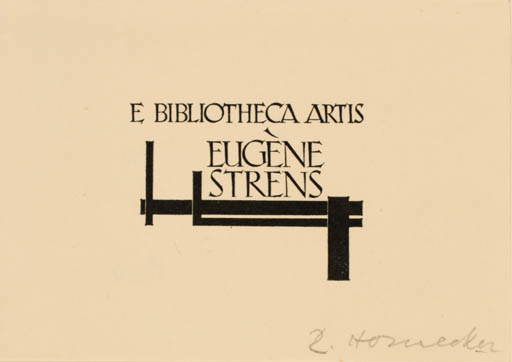 Exlibris by R. Hornecker from Netherland for Eugene Strens - Text/Writing 