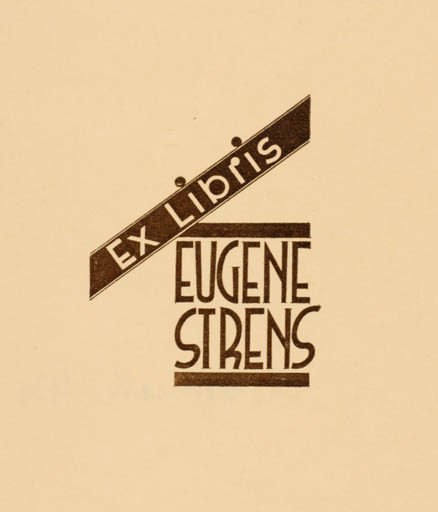 Exlibris by R. Hornecker from Netherland for Eugene Strens - Text/Writing 