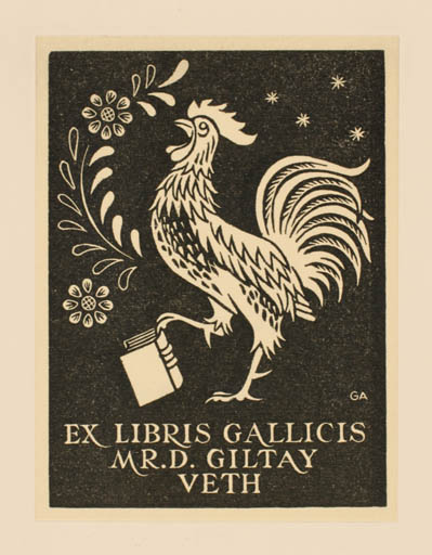 Exlibris by Alice Horodisch-Garman from Netherland for Mr. D. Giltay Veth - Book Bird 