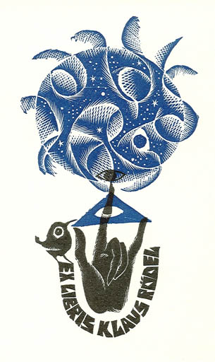 Exlibris by Anna Grmelova from Czechoslovakia for Klaus Rödel - Abstract Hand(s) 