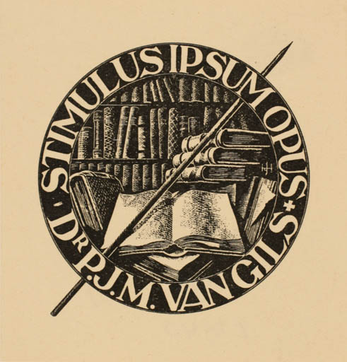 Exlibris by Hans de Jong from Netherland for Dr. P. J. M. van Gils - Book 