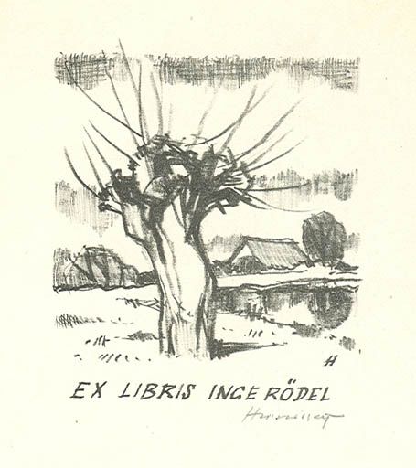 Exlibris by Stanislav  Hlinovsky from Czechoslovakia for Inge Rödel - Scenery/Landscape 