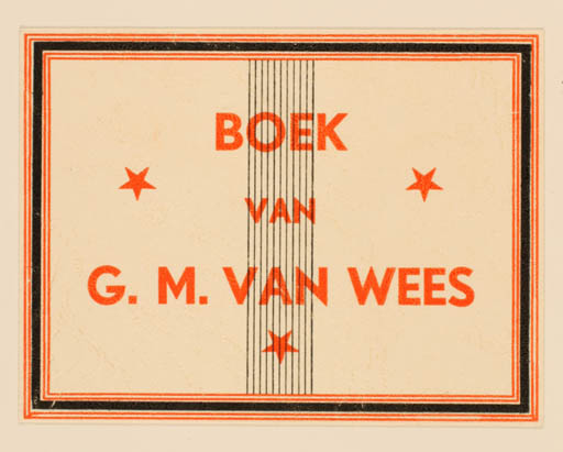 Exlibris by Ja. Mado from Netherland for G. M. van Wees - Text/Writing 