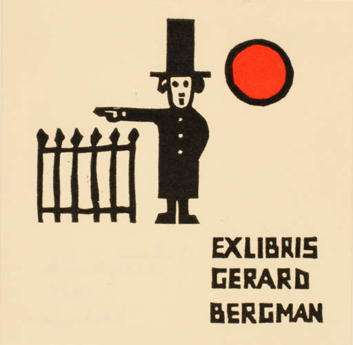 Exlibris by Johan Meyerink from Netherland for Gerard Bergman - Man Sun 