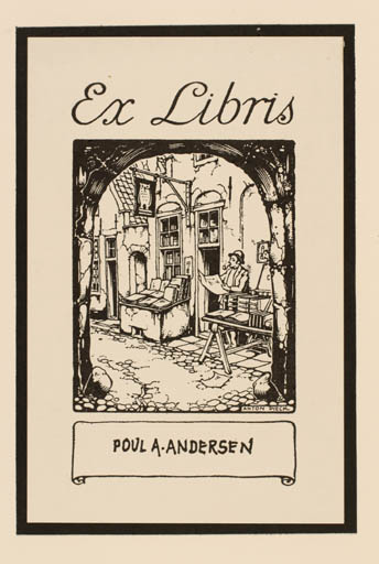 Exlibris by Anton Pieck from Netherland for Poul A. Andersen - Architecture City 