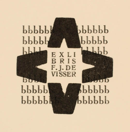 Exlibris by Emile Puettmann from Netherland for F. J. de Visser - Text/Writing 