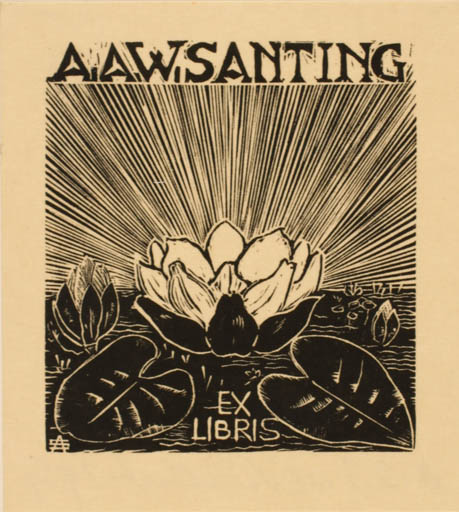 Exlibris by A. I. J. Schellart from Netherland for A. A. W. Santing - Flower Flora 