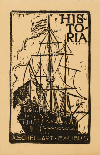 Exlibris by A. I. J. Schellart from Netherland for A. Schellart - Maritime Ship/Boat 