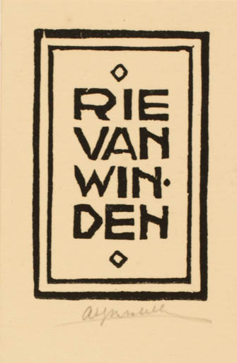 Exlibris by A. I. J. Schellart from Netherland for Rie van Winden - Text/Writing 