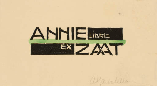 Exlibris by A. I. J. Schellart from Netherland for Annie Zaat - Text/Writing 