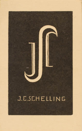 Exlibris by A. H. Schelling from Netherland for J. C. Schelling - Monogram 