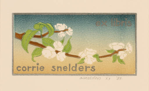 Exlibris by Ad. Snelders from Netherland for Corrie Snelders - Flower Flora 