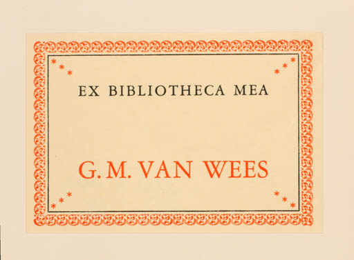 Exlibris by A. A. M. Stols from Netherland for G. M. van Wees - Text/Writing 