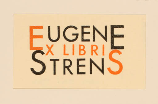 Exlibris by Eugene Strens from Netherland for Eugene Strens - Text/Writing 