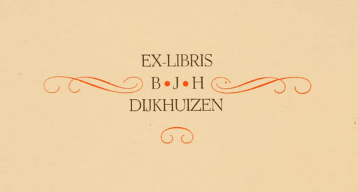 Exlibris by B. Timmer from Netherland for B. J. H. Dijkjuizen - Text/Writing 