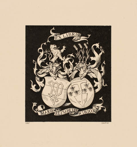 Exlibris by O. W. D. Wappler from Netherland for Marie Elisabeth Wirion - Fauna Heraldry 