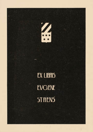 Exlibris by H. M. Wichers Wierdsma from Netherland for Eugene Strens - Heraldry Text/Writing 