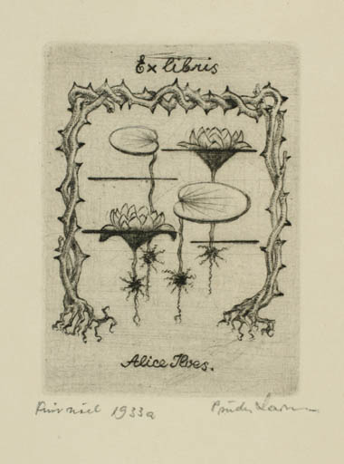 Exlibris by Pridu Aavik from Estonia for Alice Ilves - Flora 