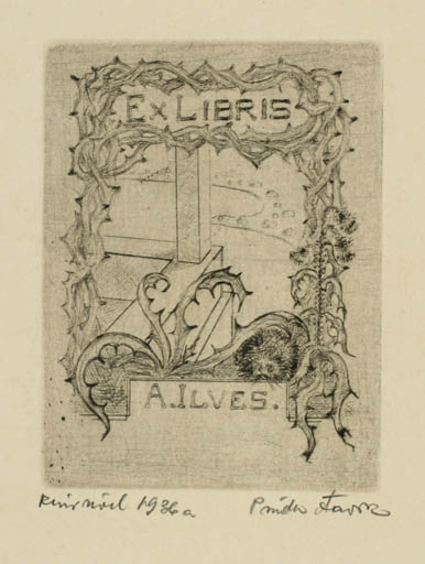Exlibris by Pridu Aavik from Estonia for Alice Ilves - Flora 