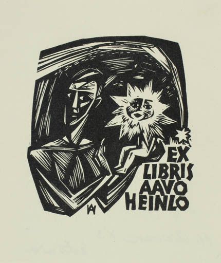 Exlibris by Henno Arrak from Estonia for Aavo Heinlo - Cosmos Man Sun 