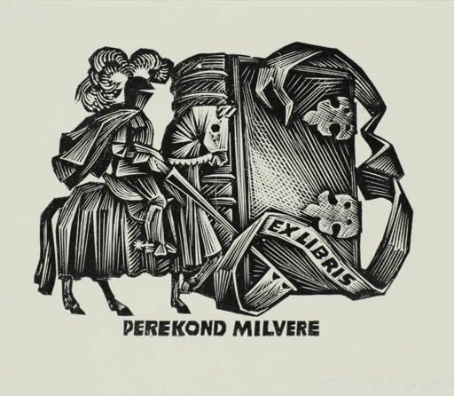 Exlibris by Henno Arrak from Estonia for Perekond Milvere - Book Knight 