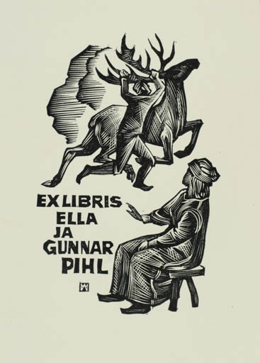 Exlibris by Henno Arrak from Estonia for Eila ja Gunnar Pihl - Fauna Couple 